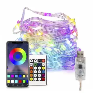Holiday Outdoor Phone App Control Smart Led Flexible Color Point String Rgb Color Changing Christmas Light LED