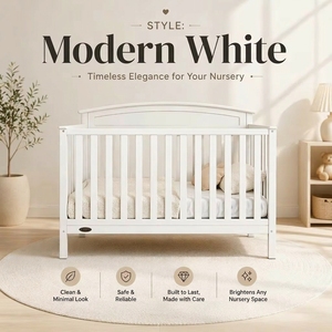 Wooden Crib Convertible From Newborn To Youth For Bedroom School Living Room Use Baby <b>Cots</b> Beds 0-3 Years - Product Image 3