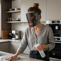 Nouveau Masque Facial LED de Photothérapie à Fixation Magnétique Sans Fil à Cinq Longueurs d'Onde 460nm/590nm/630nm/850nm/940nm pour Usage Domestique