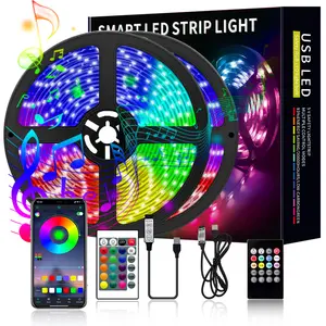 New design smart bluetooth control flexible led strip light SMD5050 30lamps rgb 5v 5m Color Changing Led Light Strip for Bedroom