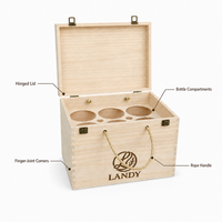 Boîte à vin en bois portable pour 6 bouteilles avec logo personnalisé professionnel, pour emballages de cadeaux de vin de luxe