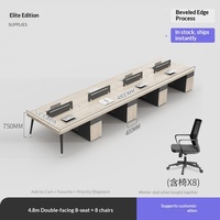 Escritorio de Oficina Moderno y Minimalista para Varias Personas, Estación de Trabajo Combinada con Divisiones, Personalizable y Desmontable, de Madera