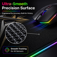 Tapis de souris RGB XXL, grand tapis de souris de jeu LED avec 14 modes d'éclairage pour les joueurs sur PC, tapis de bureau
