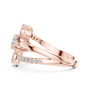 Bague en or rose sertie de diamants, magnifique bijou brillant et élégant pour femmes, idéal pour les mariages, les fiançailles, les fêtes et le port quotidien - Product Image 4
