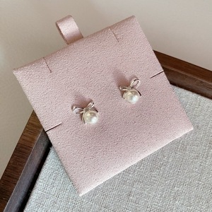 S925 Pure <b>Silver</b> Fresh Sweet Bow <b>Pearl</b> <b>Earrings</b> Korean Version INS Design Feeling Women's Fashion Small Fresh <b>Pearl</b> <b>Earrings</b> - Product Image 3