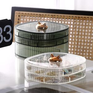Boîte à bijoux, boîte <span class=keywords><strong>de</strong></span> rangement à bijoux en acrylique à 3 niveaux avec poignée pour femmes et filles, boîte <span class=keywords><strong>de</strong></span> rangement pour maquillage - Product Image 4