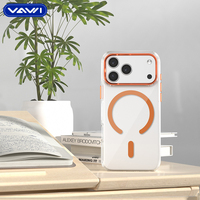 Étui de téléphone magnétique transparent VAWI B086 Silver Shield Series avec cadre d'objectif en métal pour iPhone 14 15 16 17 Pro Max Funda De Celular