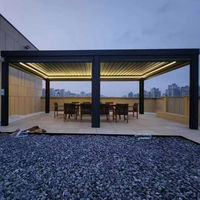 Pérgola Motorizada de Aluminio de Alta Calidad con Techo Retráctil de Láminas, Gazebo Impermeable para Exteriores con Luz LED y Pantalla Lateral