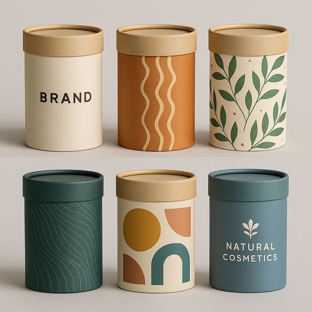 Customized UV Gold Logo Embossed Kraft Paper Packaging Tube For Tea Food Cosmetics-Bio-Degradable Craft Vanishing Printing