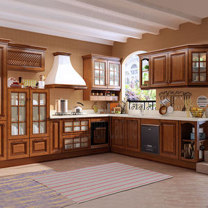 OPPEIN ब्रुनेई प्लास्टिक सेट शाही लकड़ी के पैनल पूर्वनिर्मित रसोई मंत्रिमंडलों - Product Image 1