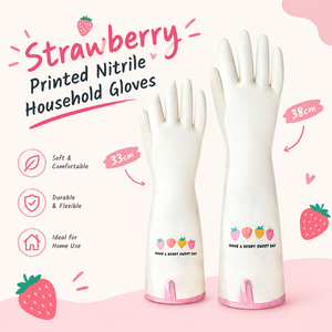 Nitrle Household <strong>Gloves</strong> Printed pattern,Hemmed Cuff with Hanging Hook,Reusable Waterproof Kitchen Cleaning <strong>Gloves</strong> - Product Image 1