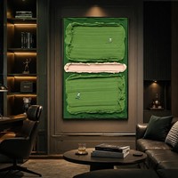 Peinture à l'huile abstraite texturée au couteau 3D sur toile grand format, décoration murale moderne en plâtre fait main, motif court de tennis vert