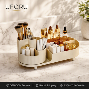 UFORU Expositor de Cosméticos Moderno de Escritorio, Caja Organizadora Giratoria 360 para Maquillaje y Almacenamiento de Cosméticos para Baño - Product Image 2