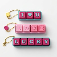 Hot Selling Drop Resistant Press Button PLA Keychain 3D Printed DIY Stress Relief Modern Art Rectangular Letter Pattern Key