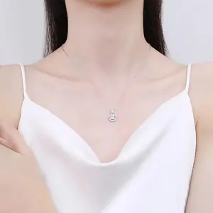 Benutzer definierte Mode Charme Moissan ite Stein Sterling Silber Schmuck Anhänger Halskette Hochzeits schmuck für Frauen