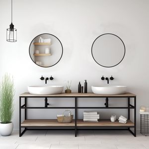 Espejo de baño moderno con marco dorado resistente al agua con luces LED, 3 opciones de color para iluminar el tocador de pared - Product Image 4