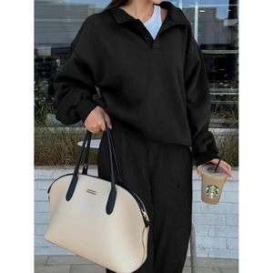 Fisoew Pull tricoté pour femme, col en V, coupe oversize, manches longues, épaules tombantes, style décontracté - Product Image 2