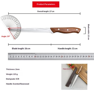 Stainless Steel <strong>Ham</strong> Knife Sharp <strong>Cooking</strong> &amp; <strong>Bone</strong>-Cutting Knife with Wood Handle - Product Image 6