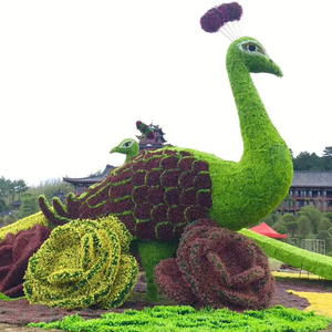 Decorazione da Giardino Artificiale, Topiaria a Forma di Animale, Pianta Verde in Bosso, Erba Artificiale, Elefanti in Plastica - Product Image 6