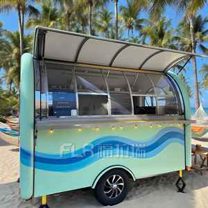 รถเข็นขายอาหารเคลื่อนที่สแตนเลสสำหรับธุรกิจ โครงสร้างกันสนิม 4 ล้อ สำหรับขายกาแฟและแฮมเบอร์เกอร์ - Product Image 1