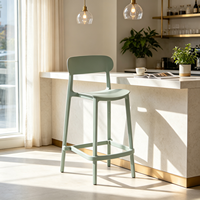 Tabouret de bar commercial contemporain en plastique avec repose-pieds moulé intégré pour hôtel, école, cuisine, café, usage intérieur - Vente en gros