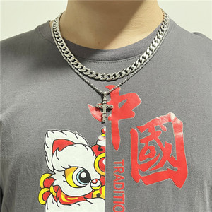 Men's Titanium Steel <b>Cross</b> Pendant Necklace Geometric Design Everyday Wear 12004 - Product Image 3