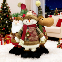 Poupées en peluche de Noël rétractables faites à la main, écologiques, Père Noël, Bonhomme de neige, Renne, décorations festives sur pied