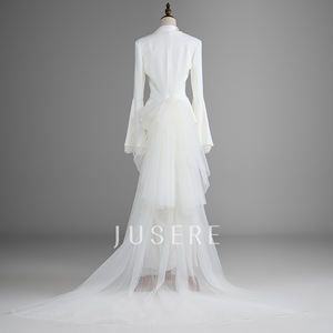 2021 nouvelle robe robe <span class=keywords><strong>de</strong></span> <span class=keywords><strong>mariée</strong></span> ivoire robe <span class=keywords><strong>de</strong></span> <span class=keywords><strong>mariée</strong></span> costumes <span class=keywords><strong>de</strong></span> <span class=keywords><strong>mariée</strong></span> <span class=keywords><strong>avec</strong></span> <span class=keywords><strong>pantalon</strong></span> crêpe décolleté plongeant manches longues robe <span class=keywords><strong>de</strong></span> <span class=keywords><strong>mariée</strong></span> - Product Image 2