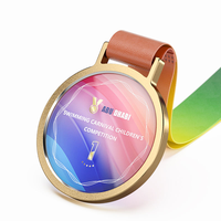 Médaille sportive en cristal MVP ronde personnalisée en gros à bas prix, médailles commémoratives, médaille en verre cristal gravée au laser pour le sport