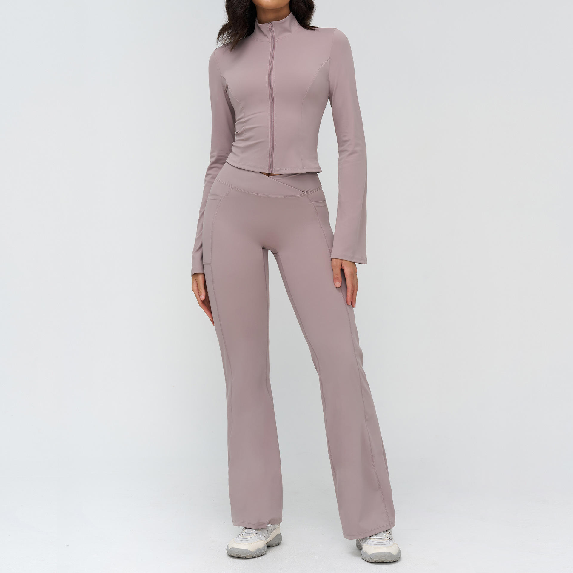 Purple jacket+flare pants