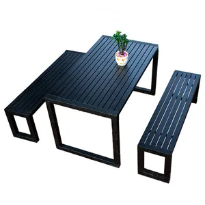 Outdoor Garden Furniture Commercial Picnic Table Bench Bistro Wooden Beer Table Chair Outside Patio WPC Wood Table Sets