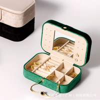 Boîte à bijoux de voyage en cuir Pu organisateur Double couche velours cadeau emballage Portable Mini stockage collier boîtes à bijoux
