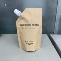 Pochettes à bec verseur en papier kraft compostables et écologiques de 1000 ml, imprimées sur mesure, pour recharge de shampoing et emballage de liquides