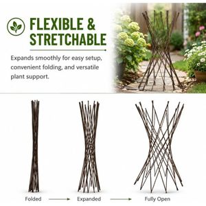 Obélisque en saule brun pour jardin, support floral, piquet décoratif rustique, accessoire de clôture – Entrepôt USA - Product Image 2