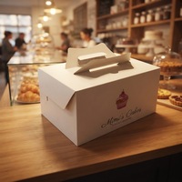 Boîte en carton blanc personnalisée, gaufrée, laminée mate, recyclable, adaptée aux aliments, pour l'emballage de gâteaux d'anniversaire faits main
