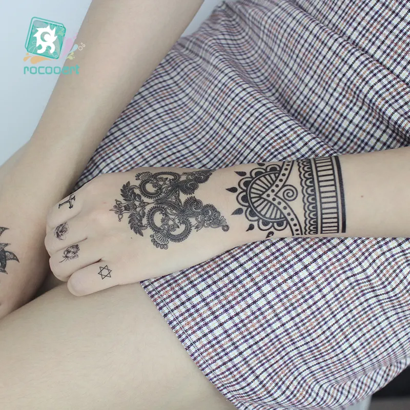 Nieuwe Vrouwen Mannen Waterdichte Tijdelijke Tattoo Sticker India Bloem Rose Fake Tattoo Hand Arm Voet Back Tattoo Ontwerpen