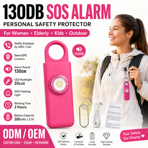 Alarme personnelle rechargeable 130 dB SOS en gros avec appel d'urgence et localisation GPS, porte-clés d'alarme de sécurité pour femmes (ODM/OEM)