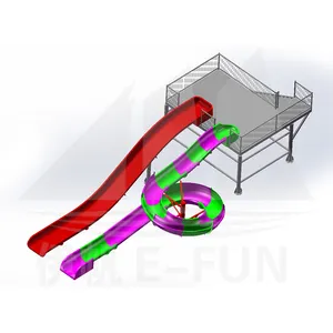 滑水游乐设施设计游泳池玻璃纤维专业3D滑梯体: 6-8毫米; 法兰: 8-10毫米户外设备EFHT-A189