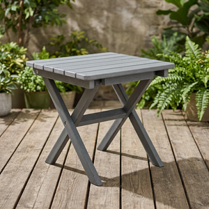 Treeents Grey <b>Foldable</b> Outdoor Dining <b>Table</b> HDPE Weather Resistant Modern Design for Villa & Park-Outdoor Furniture - Product Image 4