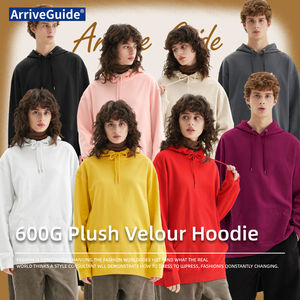 Felpa con Cappuccio Calda in Velluto Felpato Tinta Unita 600G, Vestibilità Comoda, per Uomo e Donna, Disponibile per Autunno e Inverno - Product Image 3