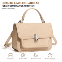 Sac à main compact à rabat en cuir véritable personnalisé pour femmes avec poignée supérieure pour les rendez-vous et les voyages OEM ODM