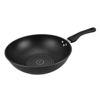 Wok Baja Karbon Lapisan Berlian Anti Lengket Batu Maifan, Wok Besi Halus Dasar Rata untuk Kompor Induksi dan Gas, untuk Memasak di Dapur