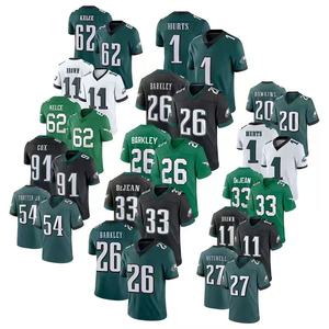 Maillots de football américain en gros Hurts # 1 Kelce # 12 uniformes d'équipe de qualité professionnelle en sergé de pêche, cousus, 100% polyester - Product Image 1