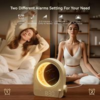 Réveil avec Lampe Lune à Intensité Réglable, Double Alarme, Lumière de Réveil, 10 Sons Naturels, Aide au Sommeil, Affichage OLED Nocturne pour Utilisation TV