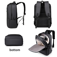 Sac à dos pour ordinateur portable homme, couleur unie minimaliste, avec port de charge USB, imperméable, pour extérieur, bureau et voyage