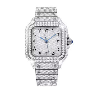 Reloj con Cristal de Zafiro, Cristal de Hielo VVS, Moissanita, Acero Inoxidable, Movimiento de Cuarzo ETA, Esfera Cuadrada de 38 mm, Resistente al Agua hasta 10 Bares - Product Image 6