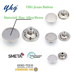Yhg Khắc Tùy Chỉnh Nút Logo Mạ Kim Loại Brass Kẽm Hợp Kim Nút Quần Jean Và Đinh Tán Cho Quần Áo Denim - Product Image 2