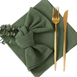 Servilletas Tejidas de Algodón Puro Ecológicas de 40*40cm, Color Verde Oliva, Decoración de Mesa para Pascua y Primavera, para Eventos en el Hogar, Lavables - Product Image 1