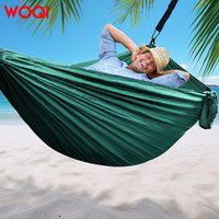Hamac de camping portable WOQI double et simple pour l'extérieur et l'intérieur, la randonnée, la plage, fabriqué en tissu nylon durable