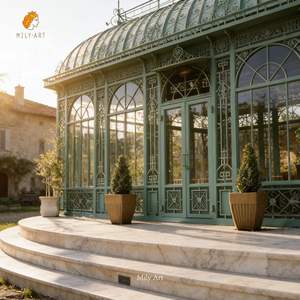 MILY Large Outdoor <strong>Victorian</strong> <strong>Garden</strong> Wrought Iron Glass Gazebo Designs for Decoration - Product Image 2